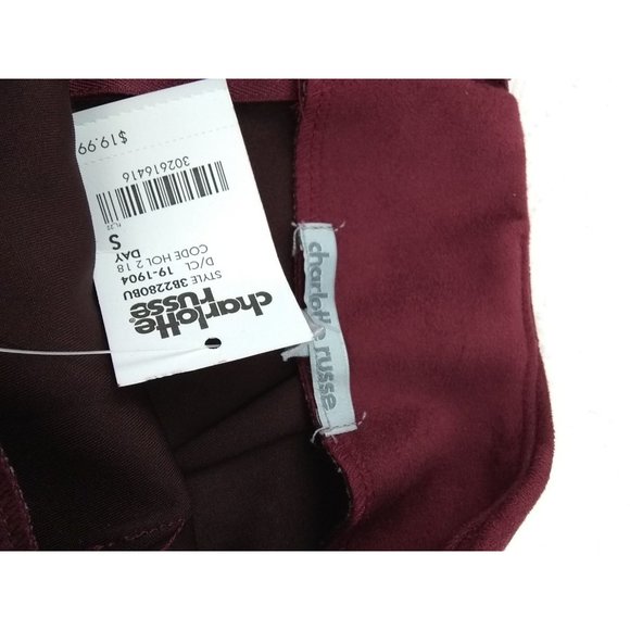 NWT Charlotte Russe Wine tone velvet Skort size small - Picture 7 of 17